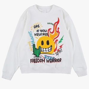 Arnodefrance Men Graphic Sweatshirts Vintage Printing Sweatshirt Cotton Loose